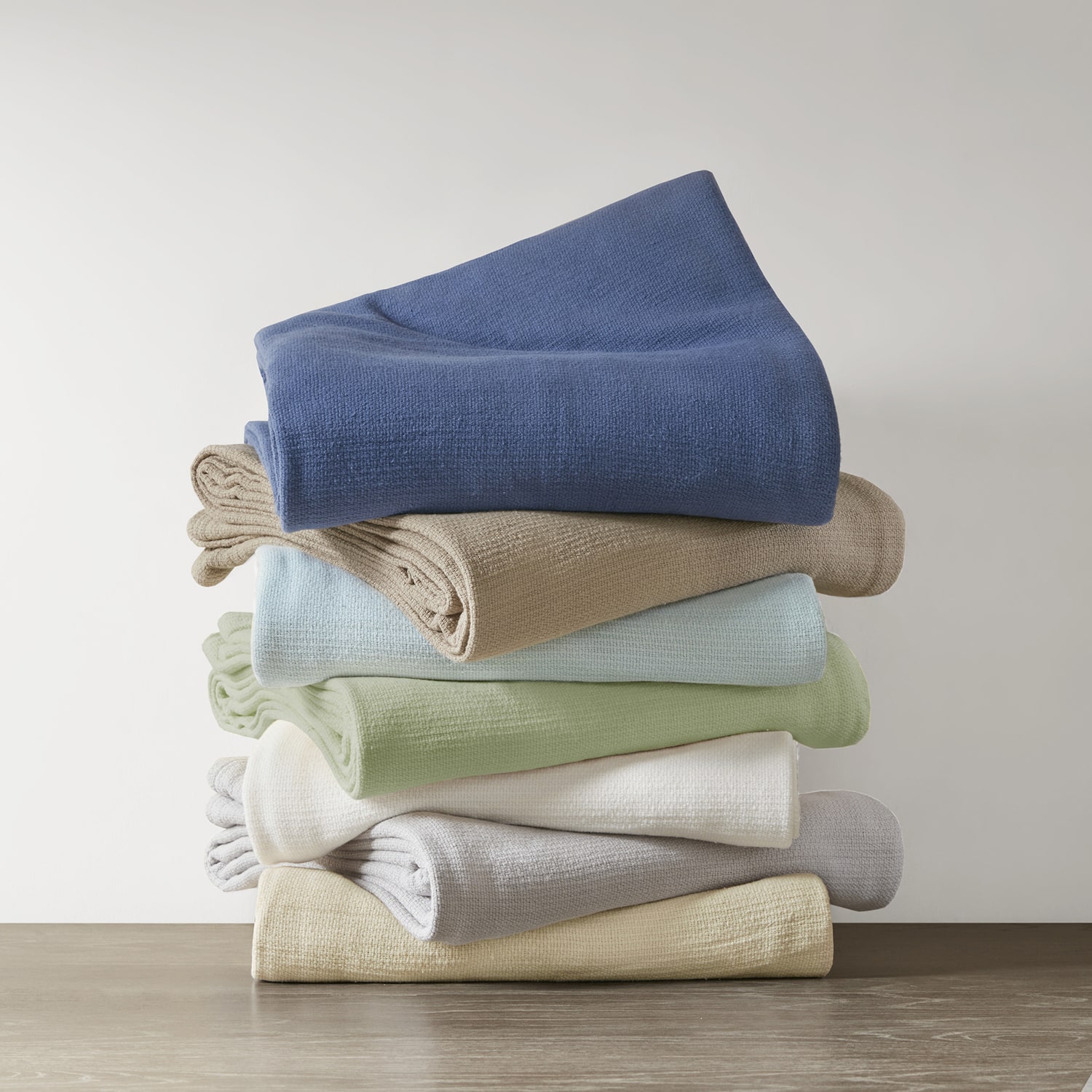Madison Park Freshspun Basketweave 100% Cotton Blanket