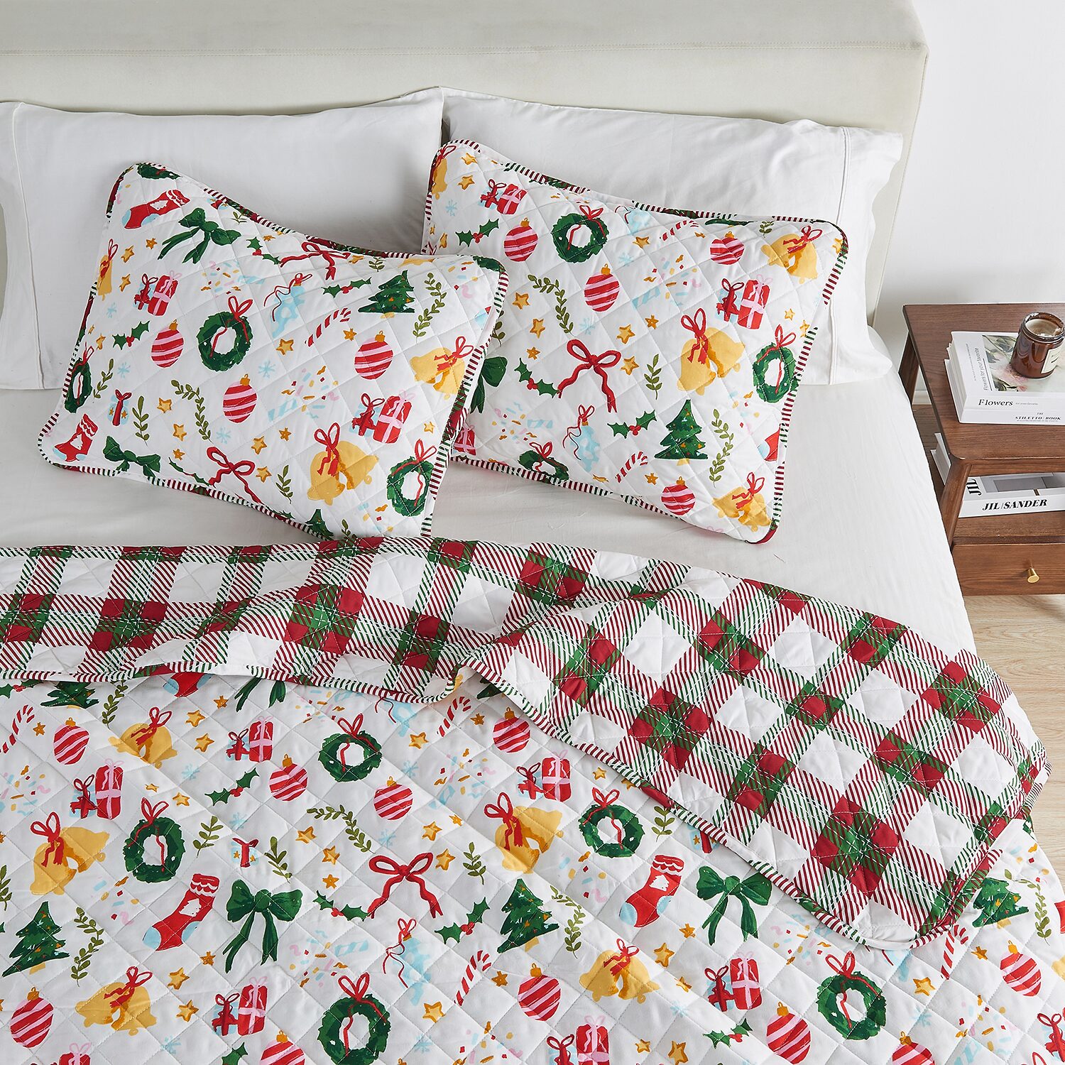 Linery Cheerful Holiday Quilt Set