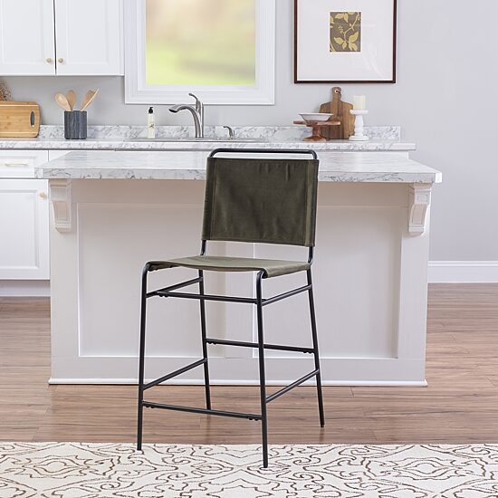 Linon Winleigh Counter Height Upholstered Bar Stool