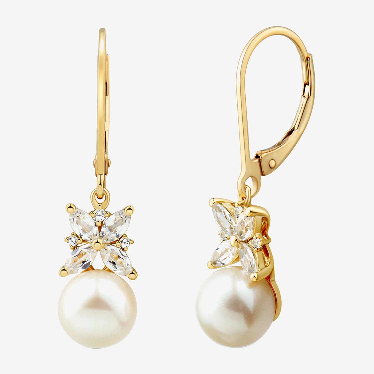 Womens White Cultured Freshwater Pearl 14K Gold Over Silver Drop Earrings