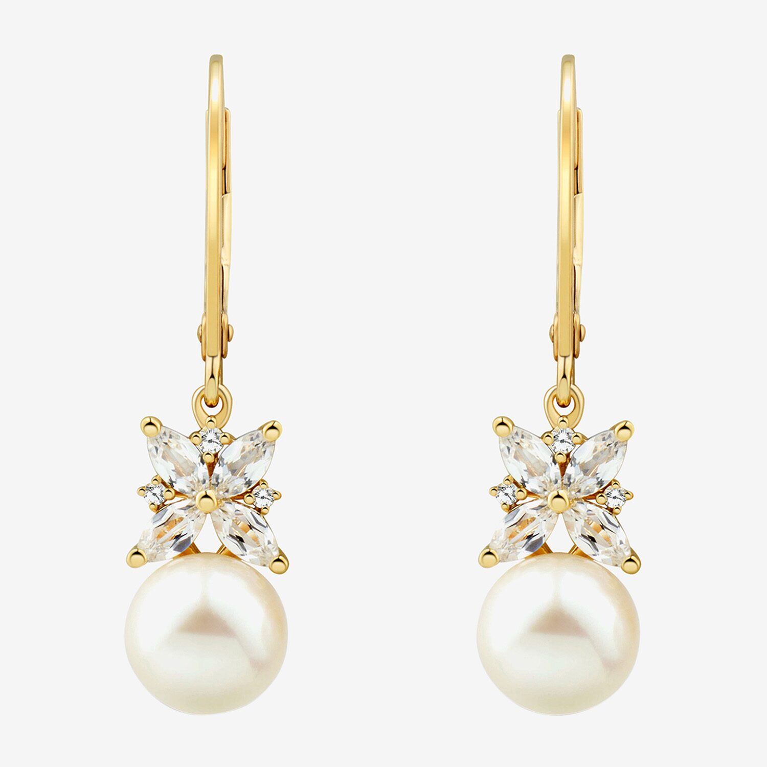 Womens White Cultured Freshwater Pearl 14K Gold Over Silver Drop Earrings