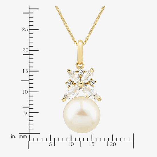 Womens White Cultured Freshwater Pearl 14K Gold Over Silver 18 Inch Pendant Necklace