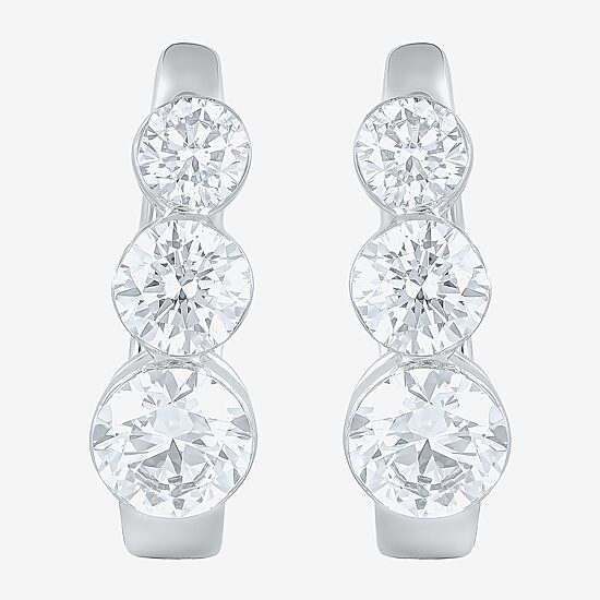 Floating Diamonds (F / Vs2) Womens 2 CT. T.W. Lab Grown White Diamond 14K Gold 16.1mm Hoop Earrings