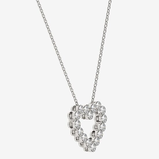 Floating Diamonds (F / Vs2) Womens 1 CT. T.W. Lab Grown White Diamond 14K Gold Heart 18 Inch Pendant Necklace
