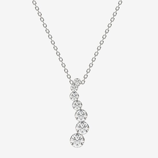 Floating Diamonds (F / Vs2) Womens 1 CT. T.W. Lab Grown White Diamond 14K Gold 18 Inch Pendant Necklace