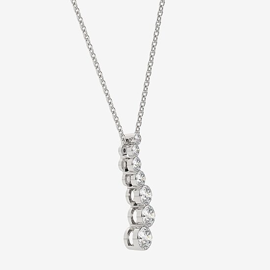 Floating Diamonds (F / Vs2) Womens 1 CT. T.W. Lab Grown White Diamond 14K Gold 18 Inch Pendant Necklace