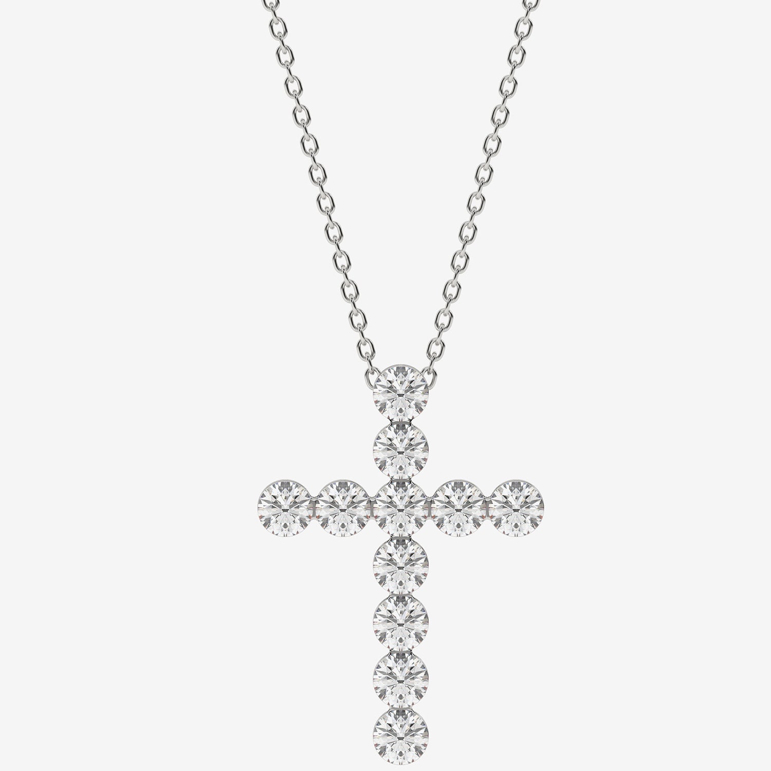 Floating Diamonds (F / Vs2) Womens 2 CT. T.W. Lab Grown White Diamond 14K Gold Cross 18 Inch Pendant Necklace