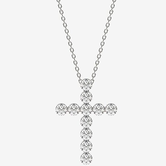Floating Diamonds (F / Vs2) Womens 2 CT. T.W. Lab Grown White Diamond 14K Gold Cross 18 Inch Pendant Necklace