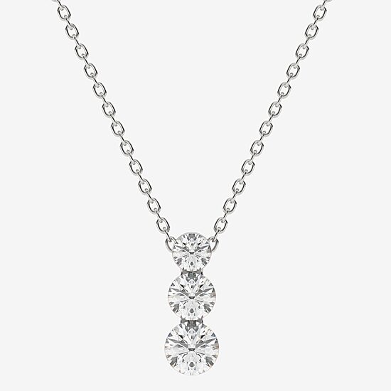 (F / Vs2) Womens 1 CT. T.W. Lab Grown White Diamond 14K Gold Round 18 Inch Pendant Necklace