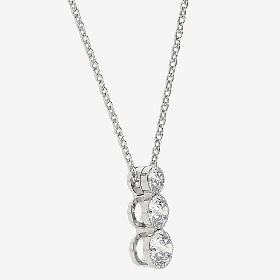 (F / Vs2) Womens 1 CT. T.W. Lab Grown White Diamond 14K Gold Round 18 Inch Pendant Necklace