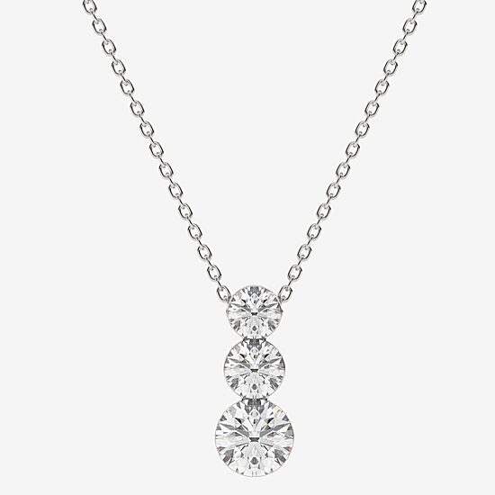 Floating Diamonds (F / Vs2) Womens 2 CT. T.W. Lab Grown White Diamond 14K Gold Round 18 Inch Pendant Necklace