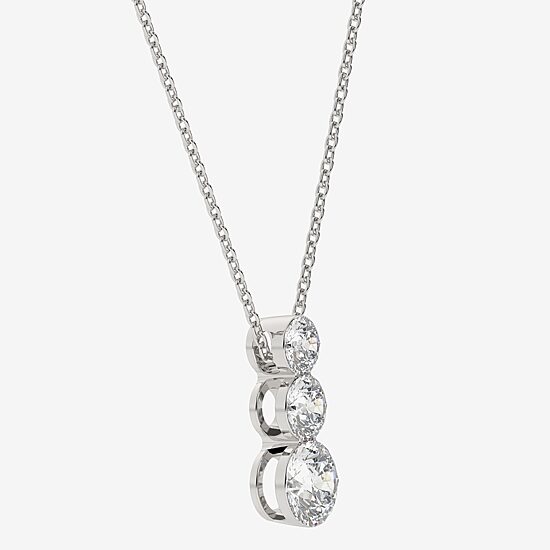 Floating Diamonds (F / Vs2) Womens 2 CT. T.W. Lab Grown White Diamond 14K Gold Round 18 Inch Pendant Necklace