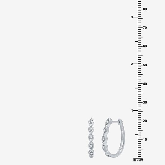 Yes, Please! Womens 1/10 CT. T.W. Lab Grown White Diamond Sterling Silver 21.4mm Round Hoop Earrings