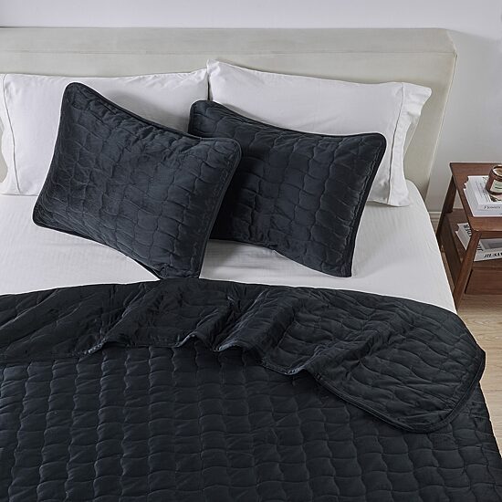 Linery Box-Stitched Dual-Side Velvet Quilt Set