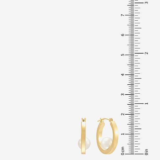 Womens Dyed White 10K Gold 17mm Hoop Earrings
