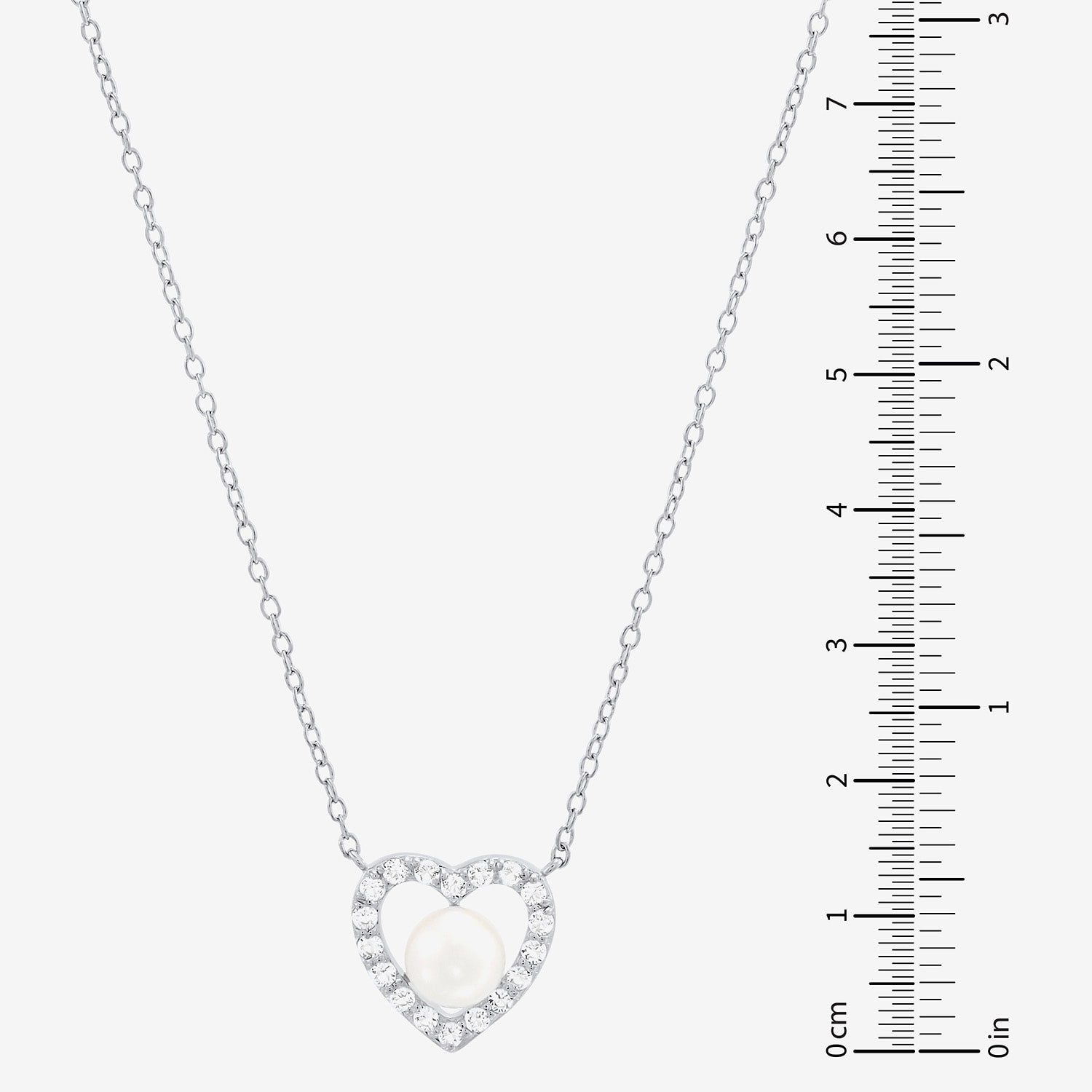 Womens White Cultured Freshwater Pearl Sterling Silver Heart 18 Inch Pendant Necklace