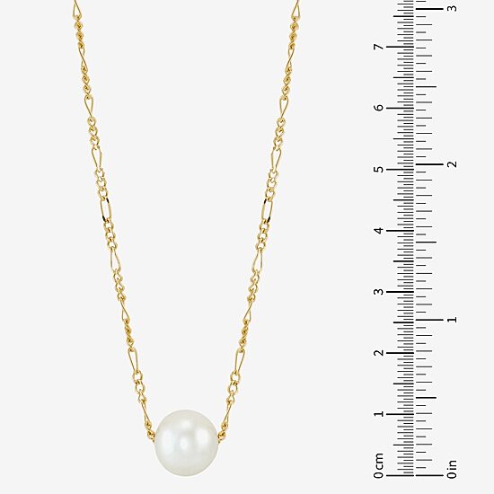 Womens White Cultured Freshwater Pearl 14K Gold Over Silver Heart 17 Inch Pendant Necklace