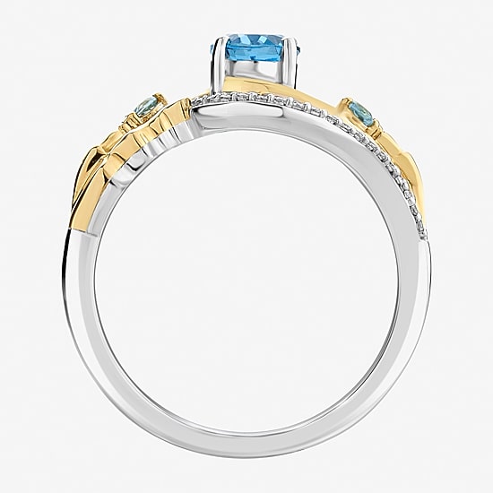 Marvel Fine Jewelry Womens 1/8 CT. T.W. Genuine Blue Topaz 14K Gold Over Silver Oval Loki Cocktail Ring