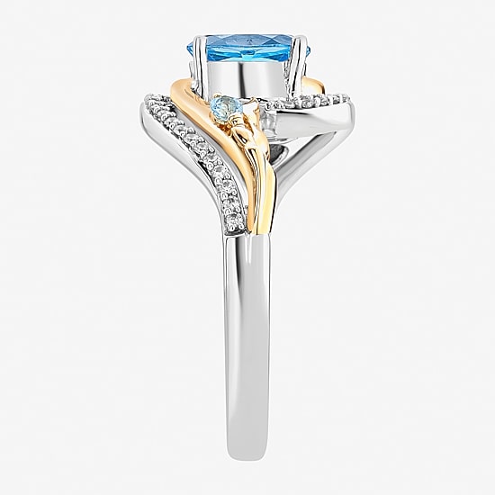 Marvel Fine Jewelry Womens 1/8 CT. T.W. Genuine Blue Topaz 14K Gold Over Silver Oval Loki Cocktail Ring