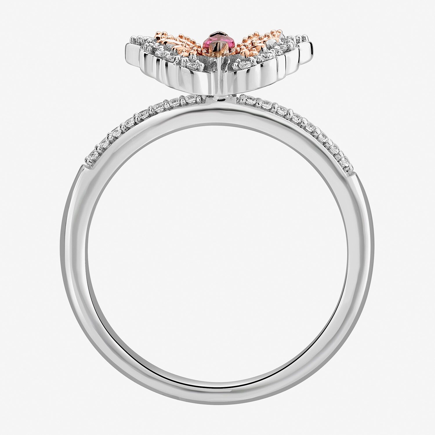 Womens 1/6 CT. T.W. Lab Created Red Garnet 14K Gold Over Silver Sterling Silver Butterfly Princess Mulan Side Stone Cocktail Ring