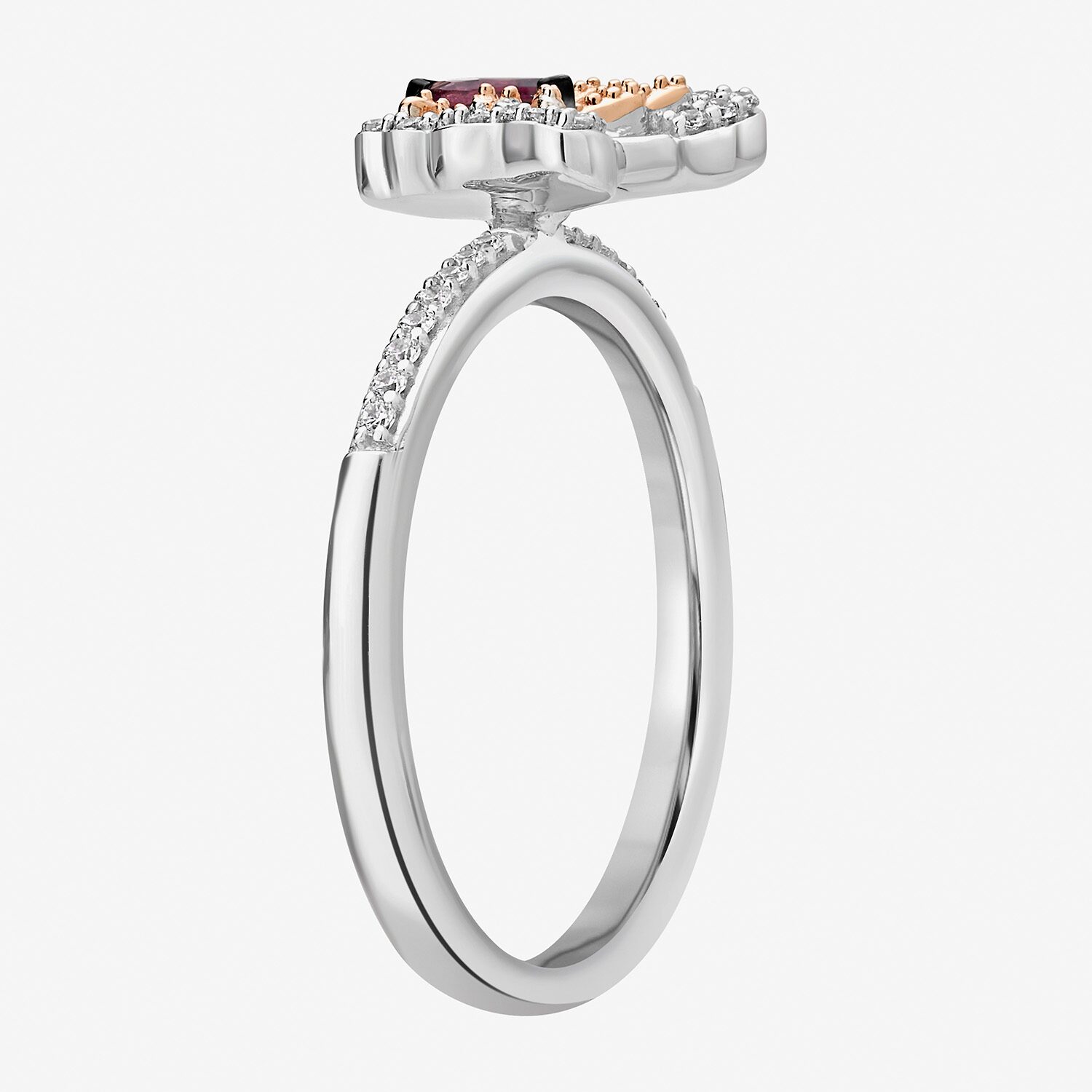 Womens 1/6 CT. T.W. Lab Created Red Garnet 14K Gold Over Silver Sterling Silver Butterfly Princess Mulan Side Stone Cocktail Ring