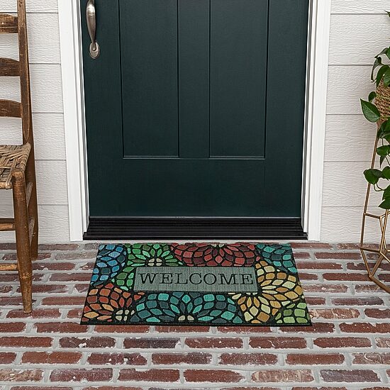 Mohawk Home Recycled Rubber Floret Outdoor Rectangular Doormat