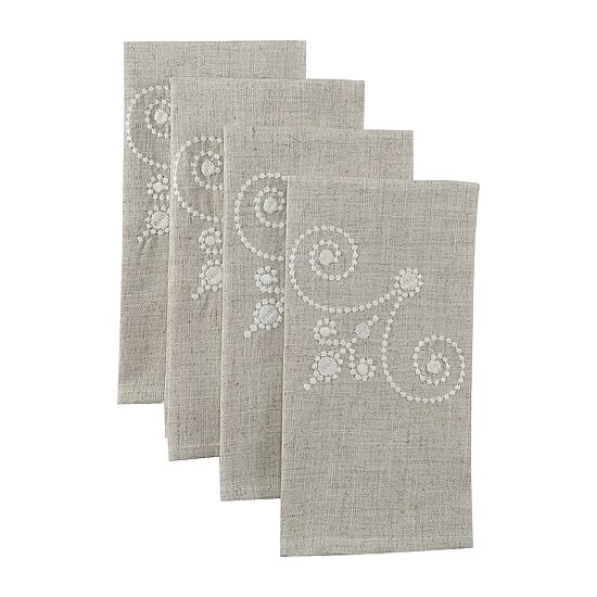 Lenox French Perle Linen Embroidered 4-pc. Napkins