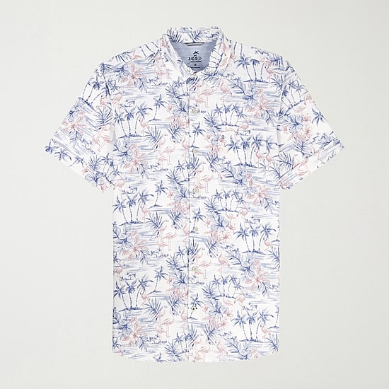 IZOD Dockside Chambray Mens Short Sleeve Regular Fit Button-Down Shirt