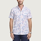 IZOD Dockside Chambray Mens Short Sleeve Regular Fit Button-Down Shirt