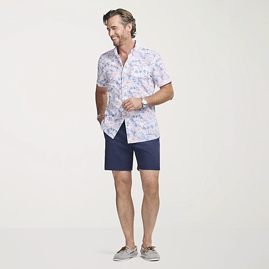 IZOD Dockside Chambray Mens Short Sleeve Regular Fit Button-Down Shirt