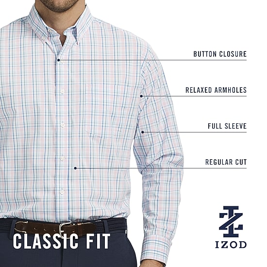 IZOD Performance Comfort Mens Long Sleeve Classic Fit Button-Down Shirt