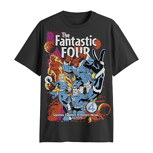 Mens Crew Neck Short Sleeve Classic Fit Marvel Big and Tall Graphic T-Shirt, 2x-large Tall, Black