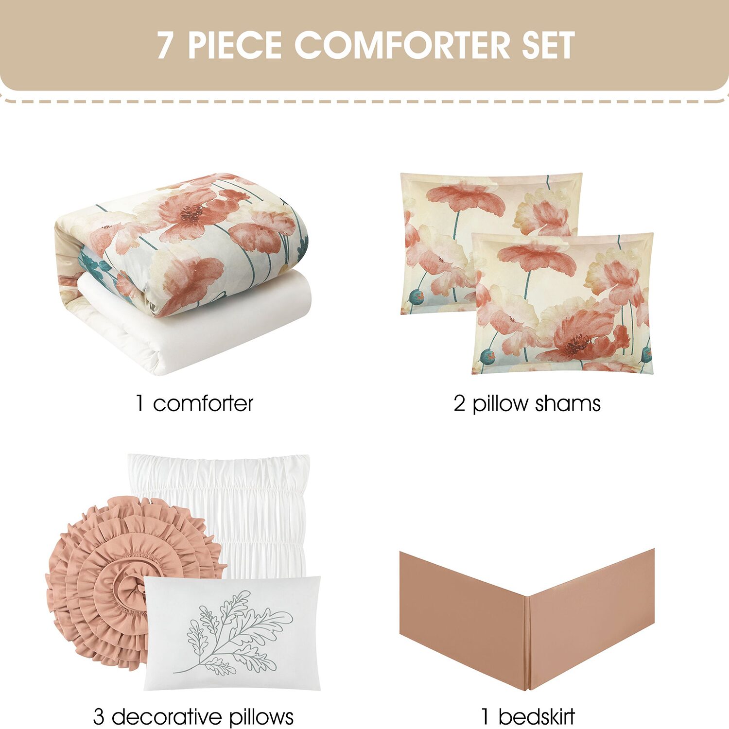 Stratford Park Jassie Floral 7-pc. Easy Care Comforter Set