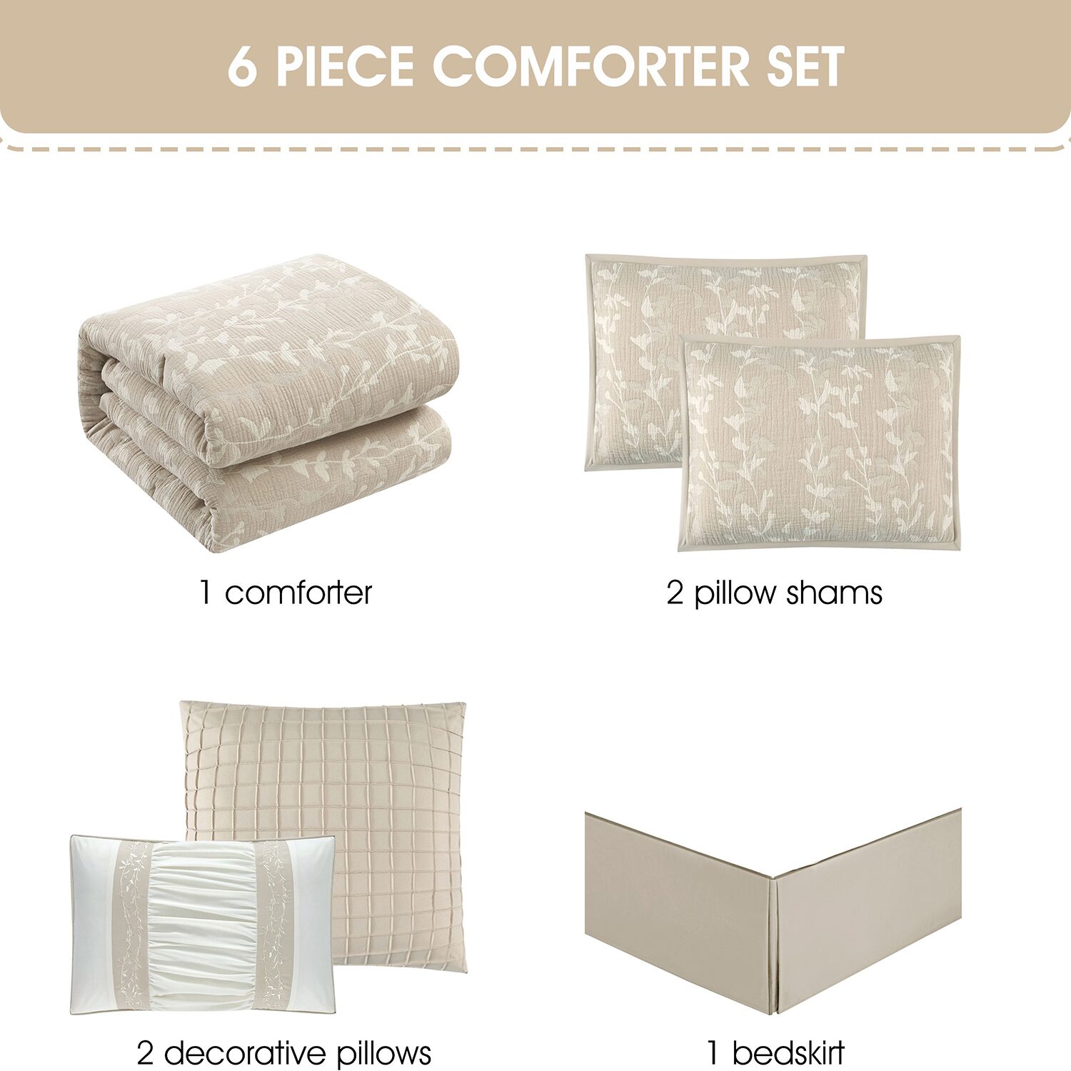 Stratford Park Dayla Leaves Comforter Set 6-pc. Easy Care
