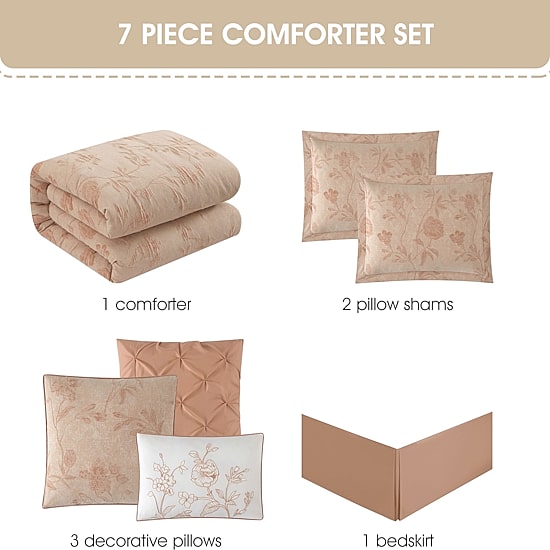 Stratford Park Keila Floral 7-pc. Easy Care Comforter Set