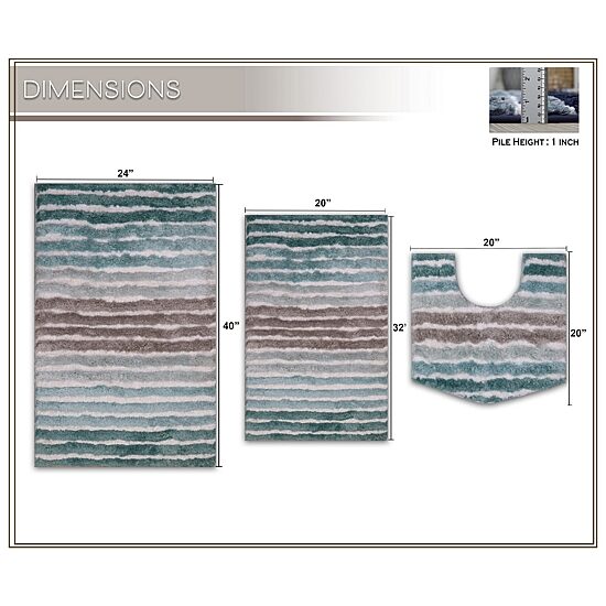 Home Weavers Inc Impression 3-pc. Bath Rug Set