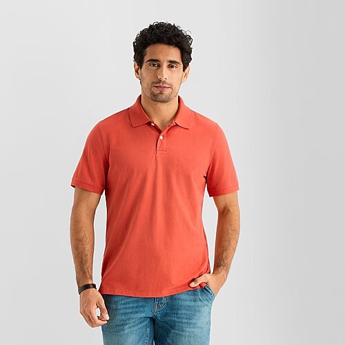 St. John's Bay Premium Stretch Mens Classic Fit Short Sleeve Polo Shirt, Small, Orange