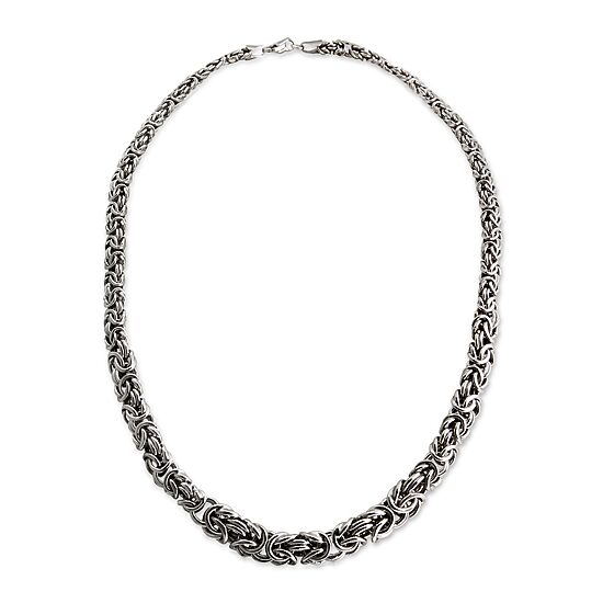Sterling Silver Graduated Byzantine Necklace