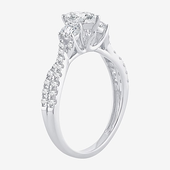 Love Lives Forever (H-I / Si1-Si2) Womens 1 CT. T.W. Lab Grown White Diamond 10K Gold Pear 3-Stone Engagement Ring