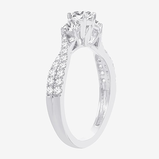 Love Lives Forever (H-I / Si1-Si2) Womens 1 CT. T.W. Lab Grown White Diamond 10K Gold Round 3-Stone Engagement Ring