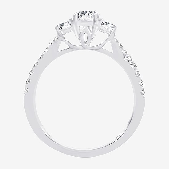 Love Lives Forever (H-I / Si1-Si2) Womens 1 CT. T.W. Lab Grown White Diamond 10K Gold Round 3-Stone Engagement Ring
