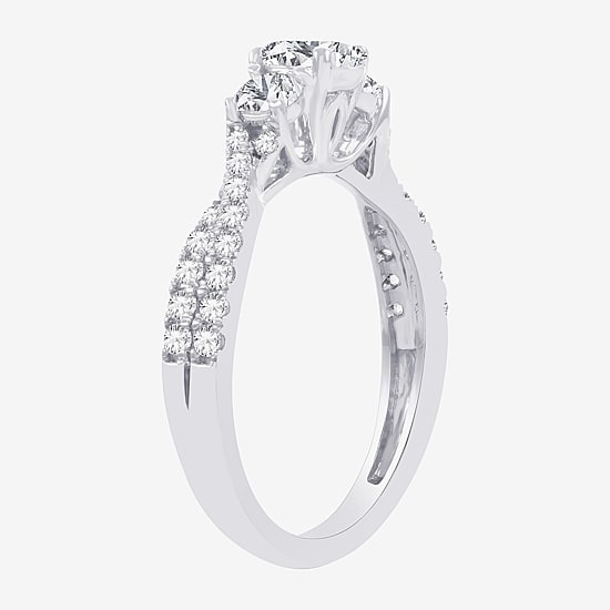 Love Lives Forever (H-I / Si1-Si2) Womens 1 CT. T.W. Lab Grown White Diamond 10K Gold Oval 3-Stone Engagement Ring