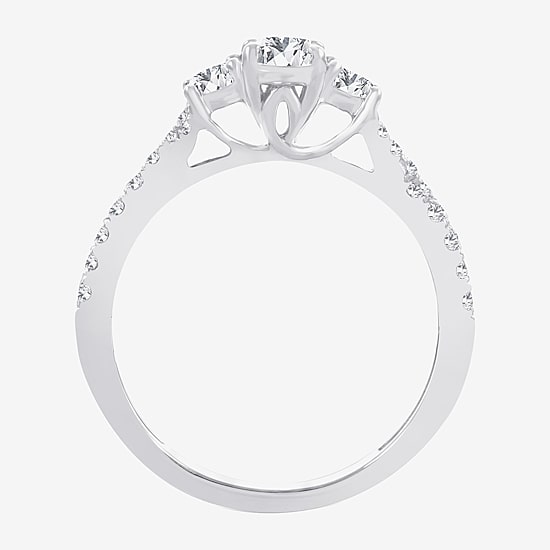 Love Lives Forever (H-I / Si1-Si2) Womens 1 CT. T.W. Lab Grown White Diamond 10K Gold Oval 3-Stone Engagement Ring