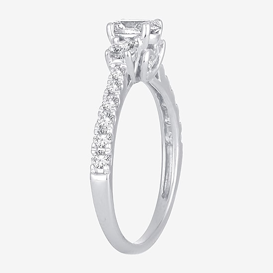 Love Lives Forever (H-I / Si1-Si2) Womens 1 CT. T.W. Lab Grown White Diamond 10K Gold Oval 3-Stone Engagement Ring