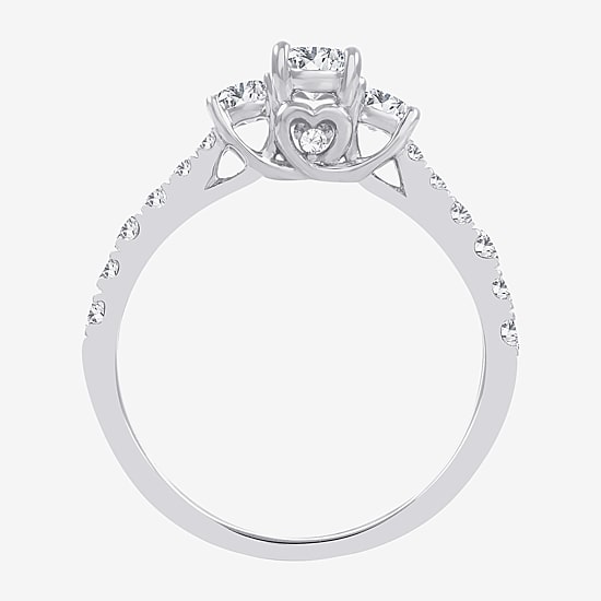 Love Lives Forever (H-I / Si1-Si2) Womens 1 CT. T.W. Lab Grown White Diamond 10K Gold Oval 3-Stone Engagement Ring