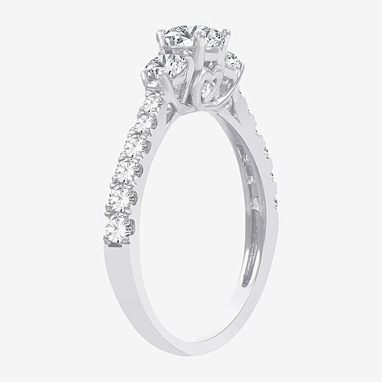Love Lives Forever (H-I / Si1-Si2) Womens 1 CT. T.W. Lab Grown White Diamond 10K Gold Round 3-Stone Engagement Ring