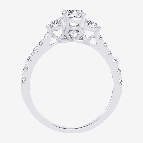 Love Lives Forever (H-I / Si1-Si2) Womens 1 CT. T.W. Lab Grown White Diamond 10K Gold Round 3-Stone Engagement Ring
