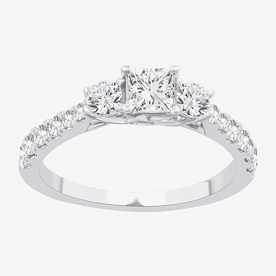Love Lives Forever (H-I / Si1-Si2) Womens 1 CT. T.W. Lab Grown White Diamond 10K Gold 3-Stone Engagement Ring