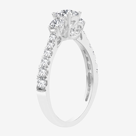 Love Lives Forever (H-I / Si1-Si2) Womens 1 CT. T.W. Lab Grown White Diamond 10K Gold 3-Stone Engagement Ring
