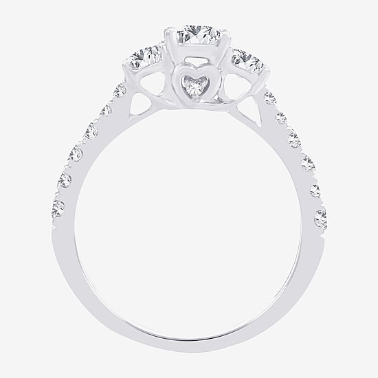 Love Lives Forever (H-I / Si1-Si2) Womens 1 CT. T.W. Lab Grown White Diamond 10K Gold 3-Stone Engagement Ring